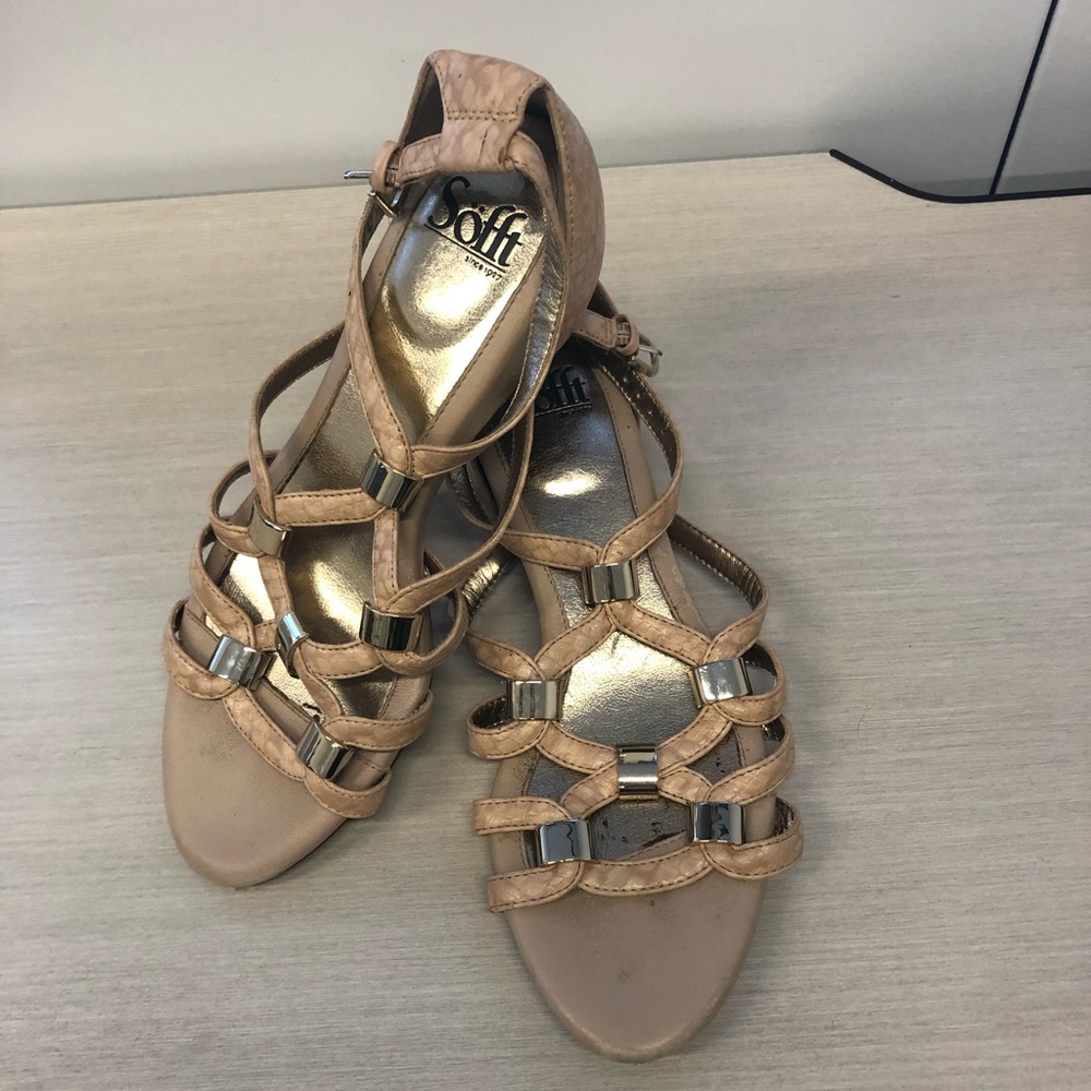 Sofft Beige Wedge Sandals 7.5